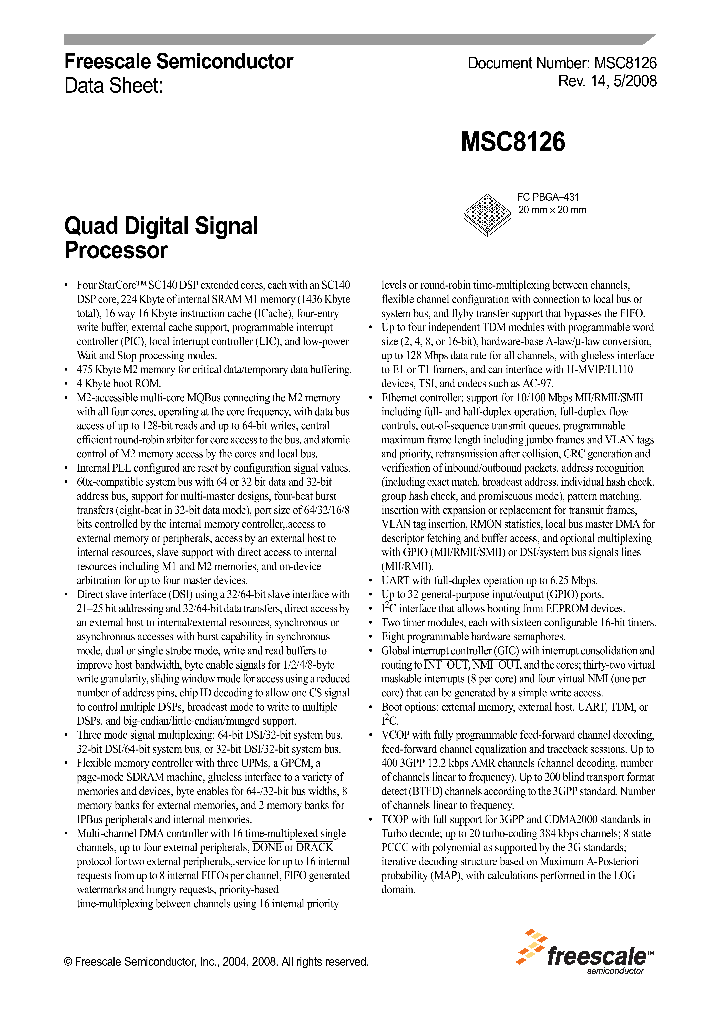 MSC8126TVT6400_8046673.PDF Datasheet