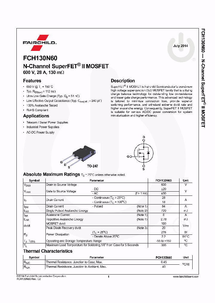 FCH130N60_8086425.PDF Datasheet