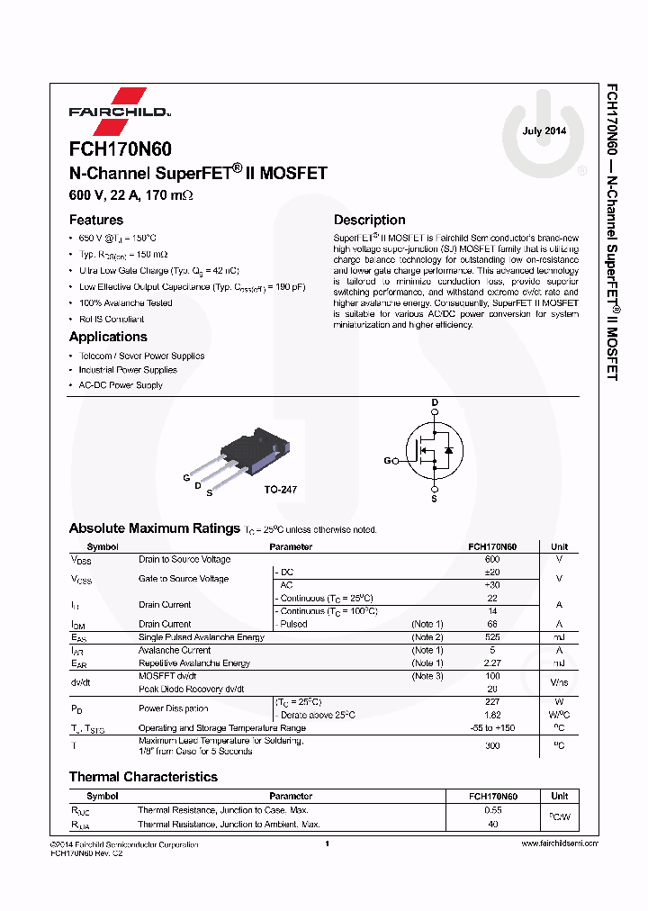 FCH170N60_8086427.PDF Datasheet