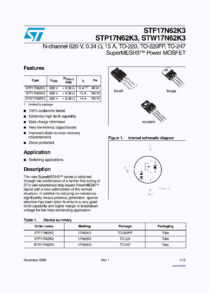 STP17N62K3_8104208.PDF Datasheet