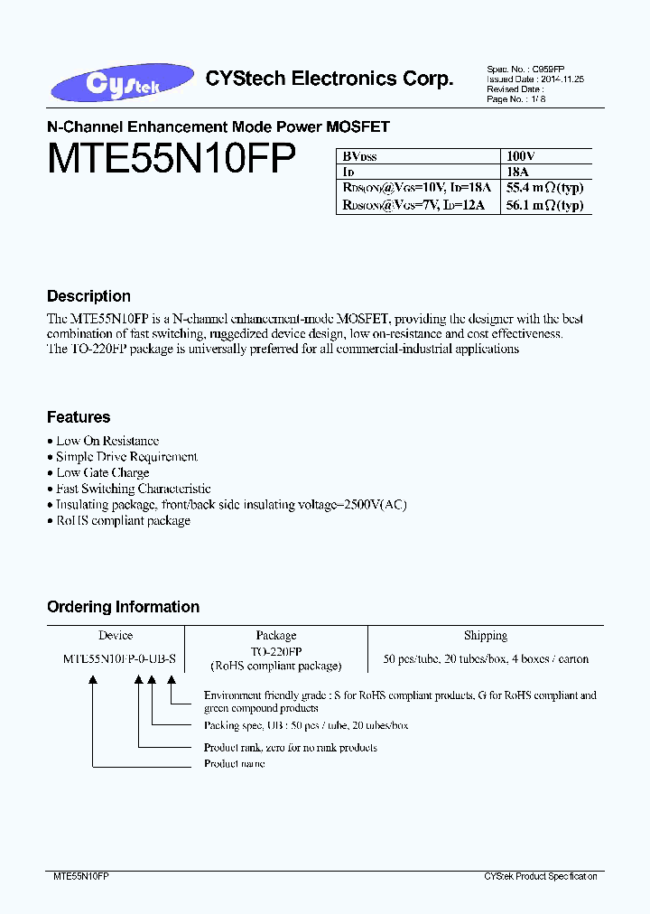 MTE55N10FP_8105296.PDF Datasheet