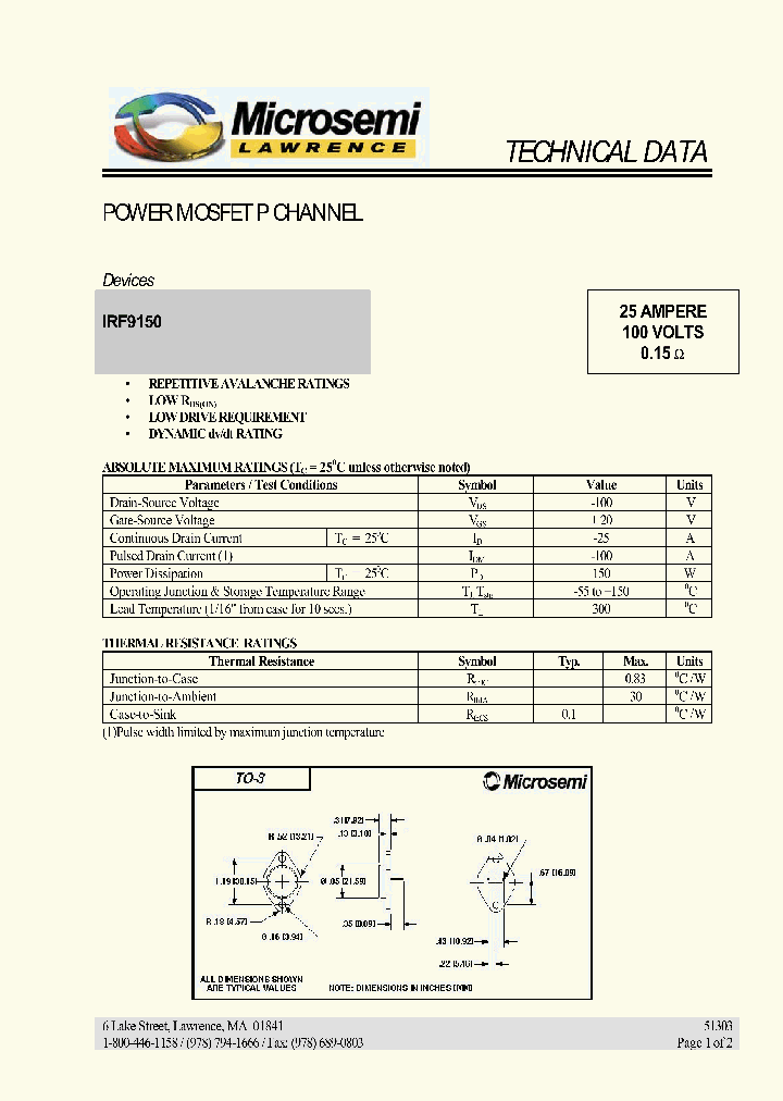 IRF9150_8138054.PDF Datasheet