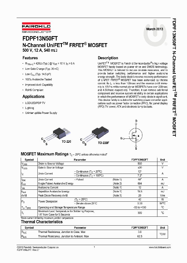 FDPF13N50FT_8162951.PDF Datasheet