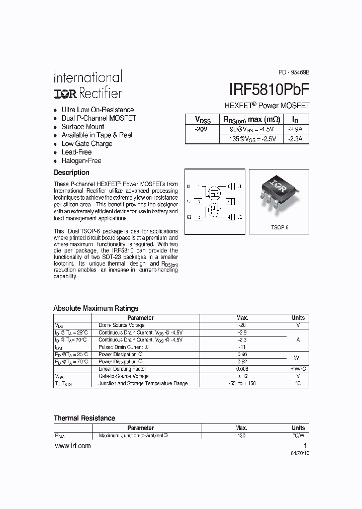 IRF5810PBF_8173669.PDF Datasheet