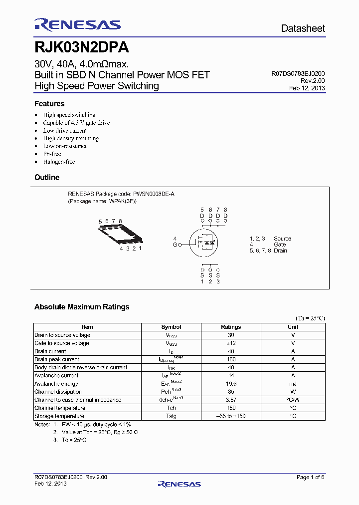 RJK03N2DPA_8195814.PDF Datasheet