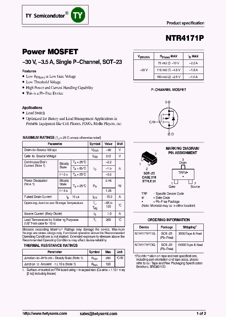 NTR4171PT3G_8210361.PDF Datasheet