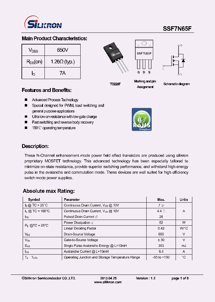 SSF7N65F_8216130.PDF Datasheet