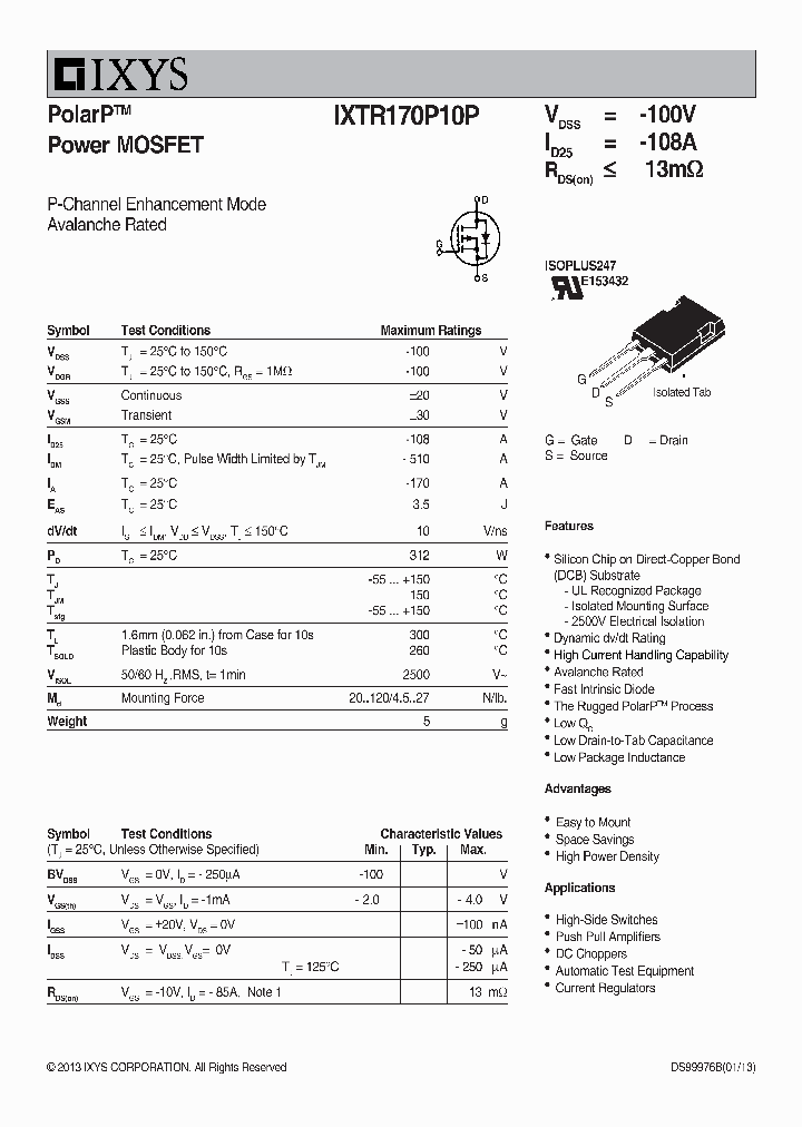 IXTR170P10P_8219487.PDF Datasheet