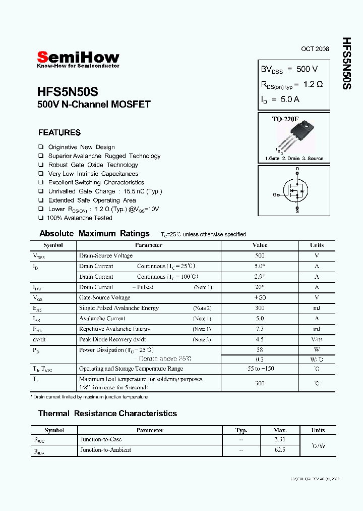 HFS5N50S_8220861.PDF Datasheet