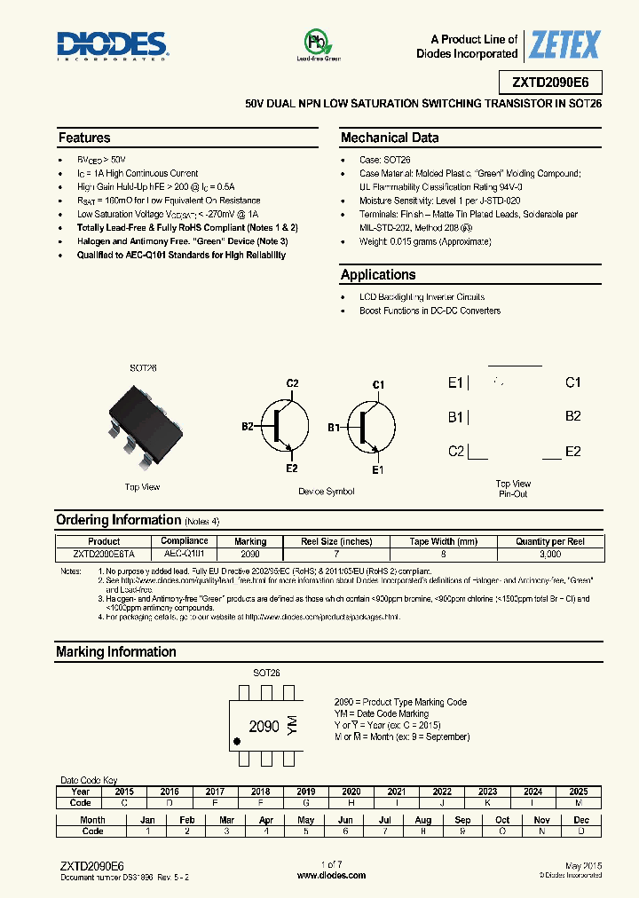 ZXTD2090E6-15_8228836.PDF Datasheet