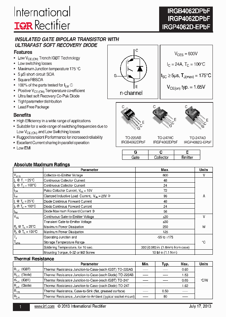 IRGB4062DPBF-15_8231728.PDF Datasheet