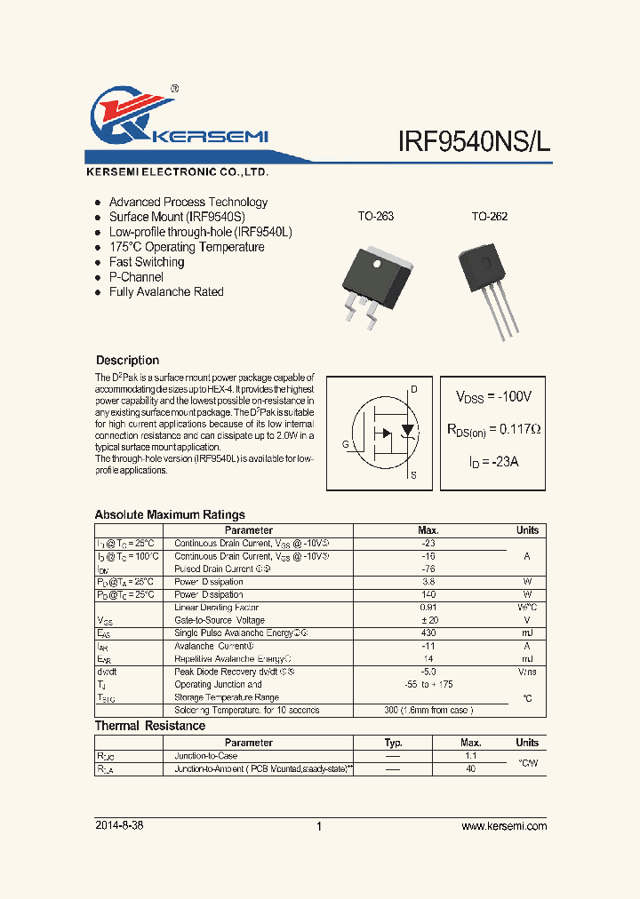 IRF9540NS_8241263.PDF Datasheet