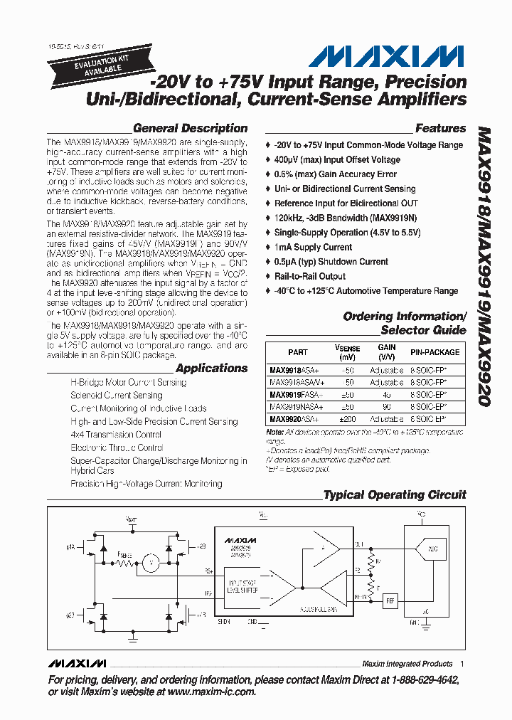 MAX9920ASA_8252954.PDF Datasheet