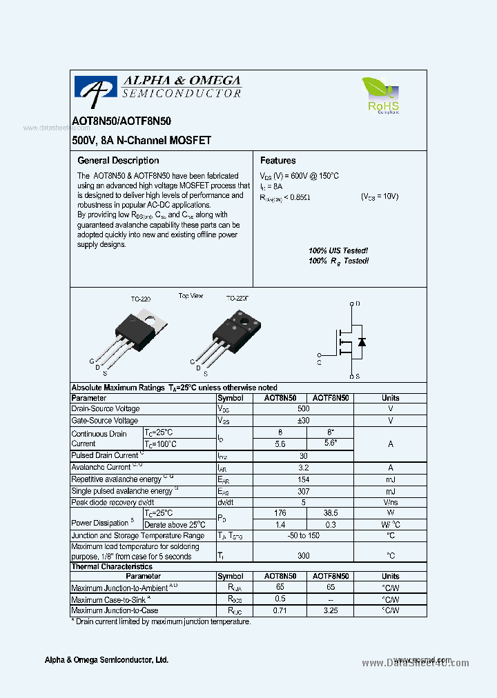 AOT8N50_7857000.PDF Datasheet