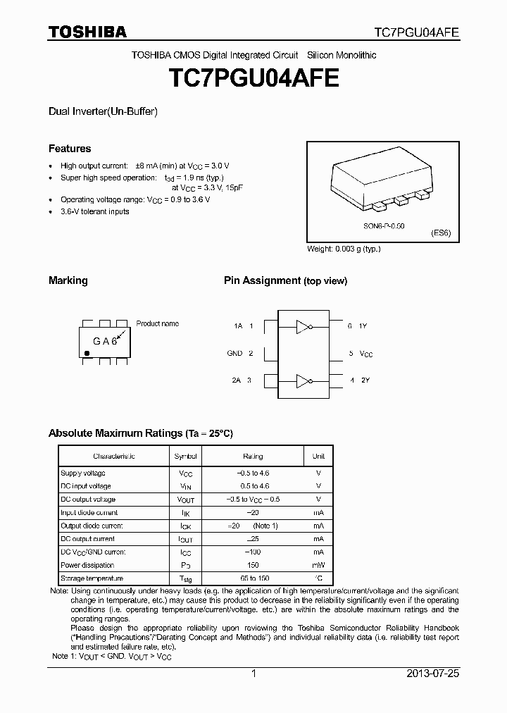 TC7PGU04AFE_8260736.PDF Datasheet