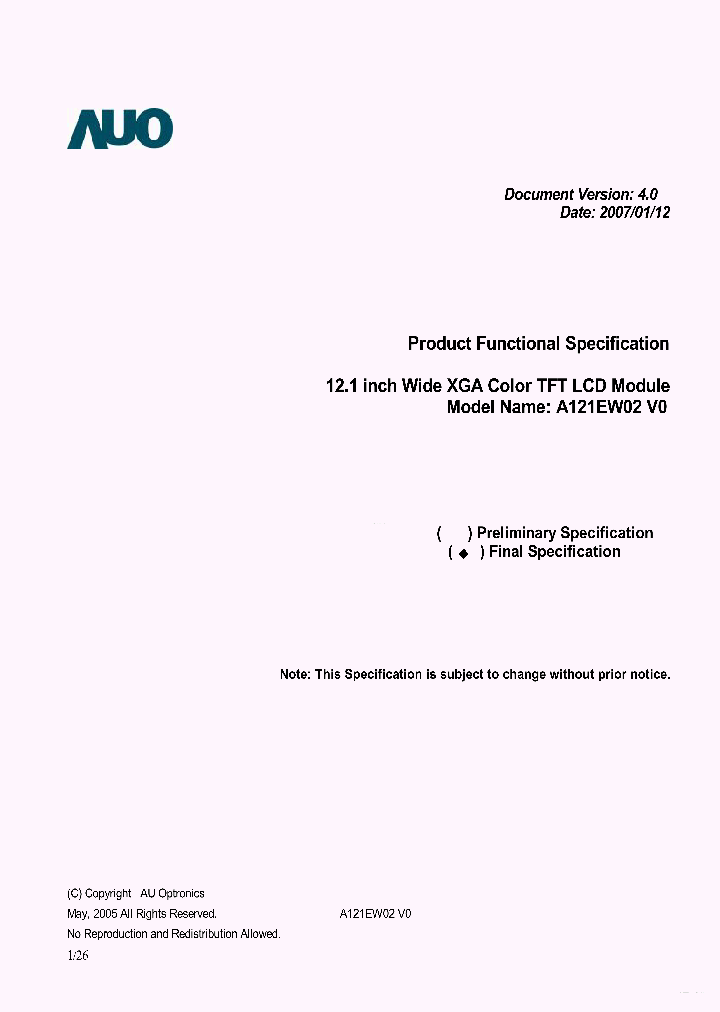 A121EW02V0_7876780.PDF Datasheet