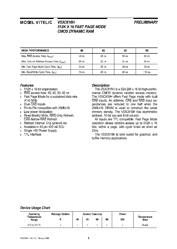 V53C816HK60_8280655.PDF Datasheet