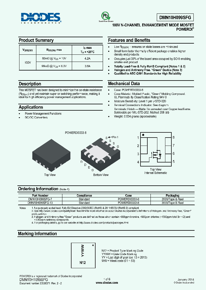 DMN10H099SFG-7_8287817.PDF Datasheet