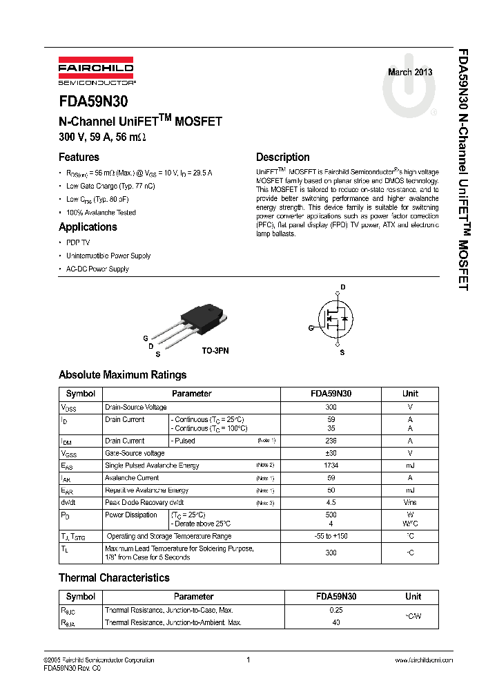 FDA59N30_8289740.PDF Datasheet