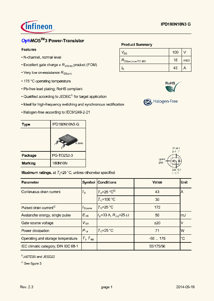 IPD180N10N3G_8292909.PDF Datasheet