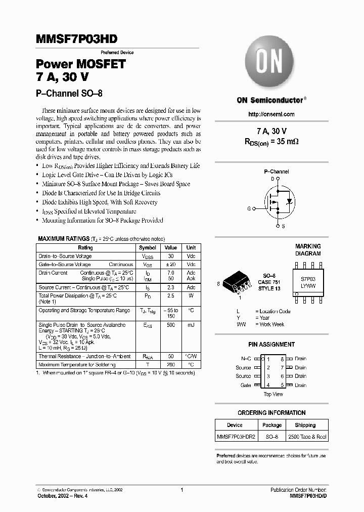 MMSF7P03HDR2_8293981.PDF Datasheet