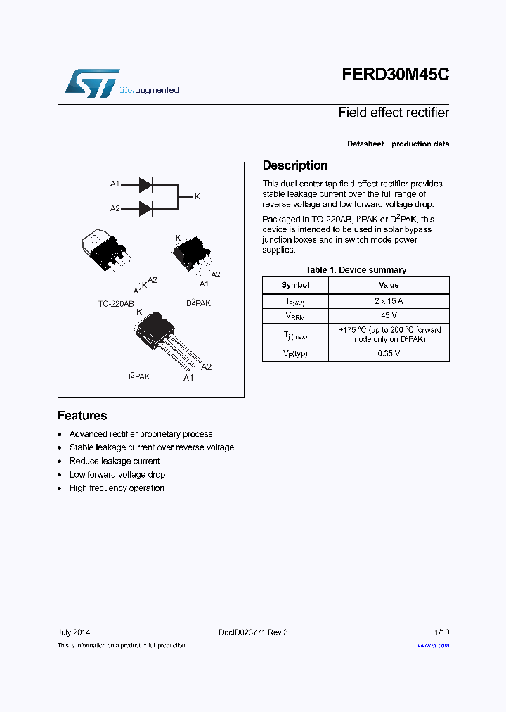 FERD30M45CG-TR_8305362.PDF Datasheet