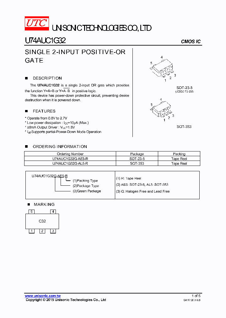 U74AUC1G32G-AE5-R_8305562.PDF Datasheet