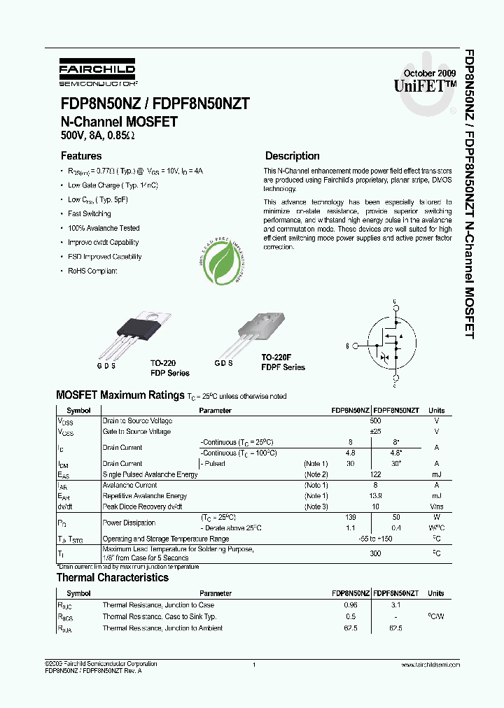 FDPF8N50NZT_8306207.PDF Datasheet