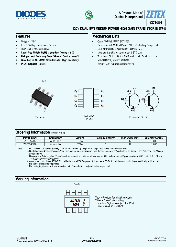 ZDT694QTA_8324444.PDF Datasheet