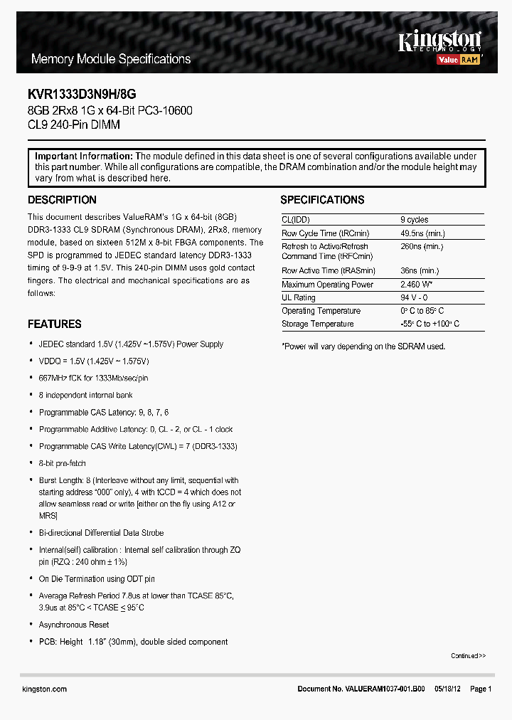 KVR1333D3N9H-8G_8326899.PDF Datasheet