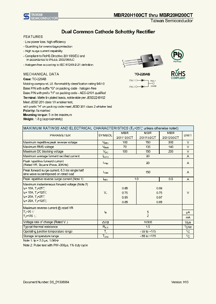 MBR20H100CTC0_8326946.PDF Datasheet