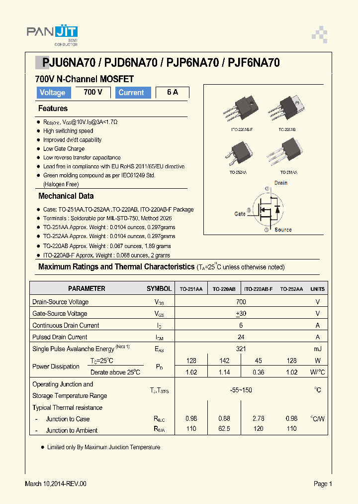 PJP6NA70_8332601.PDF Datasheet