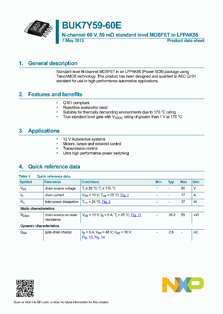 BUK7Y59-60E-15_8336223.PDF Datasheet