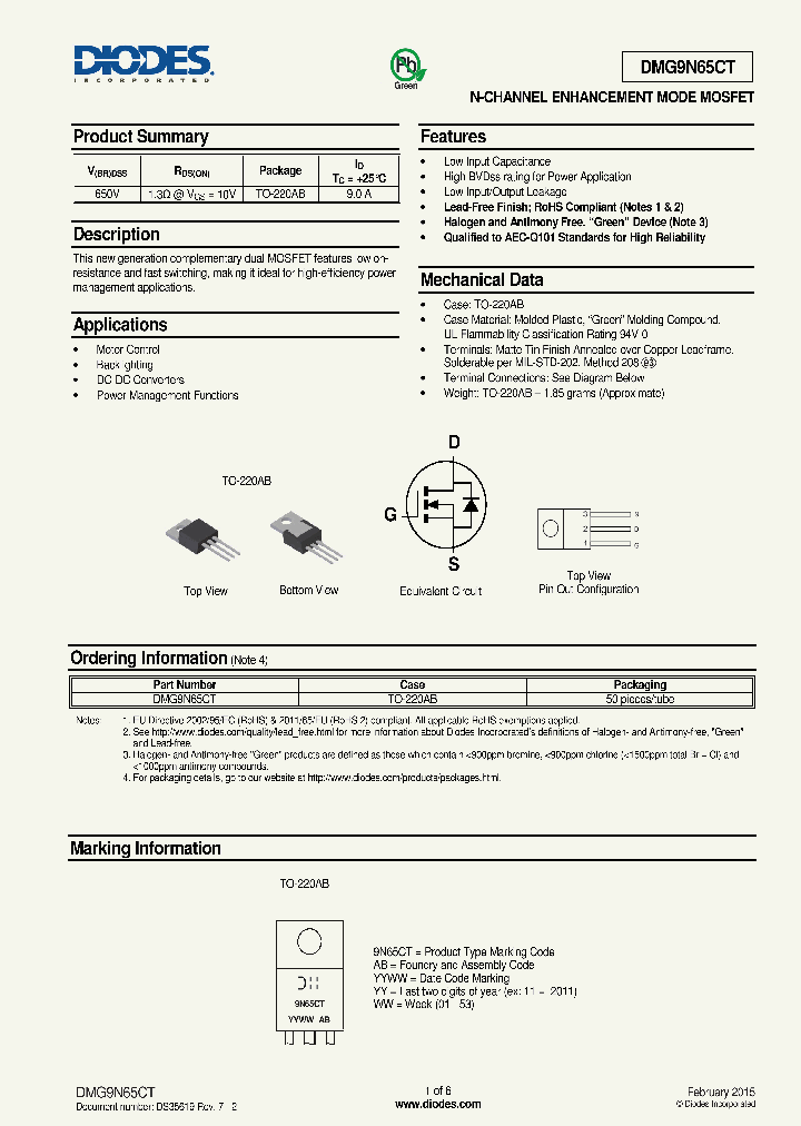 DMG9N65CT-15_8342880.PDF Datasheet