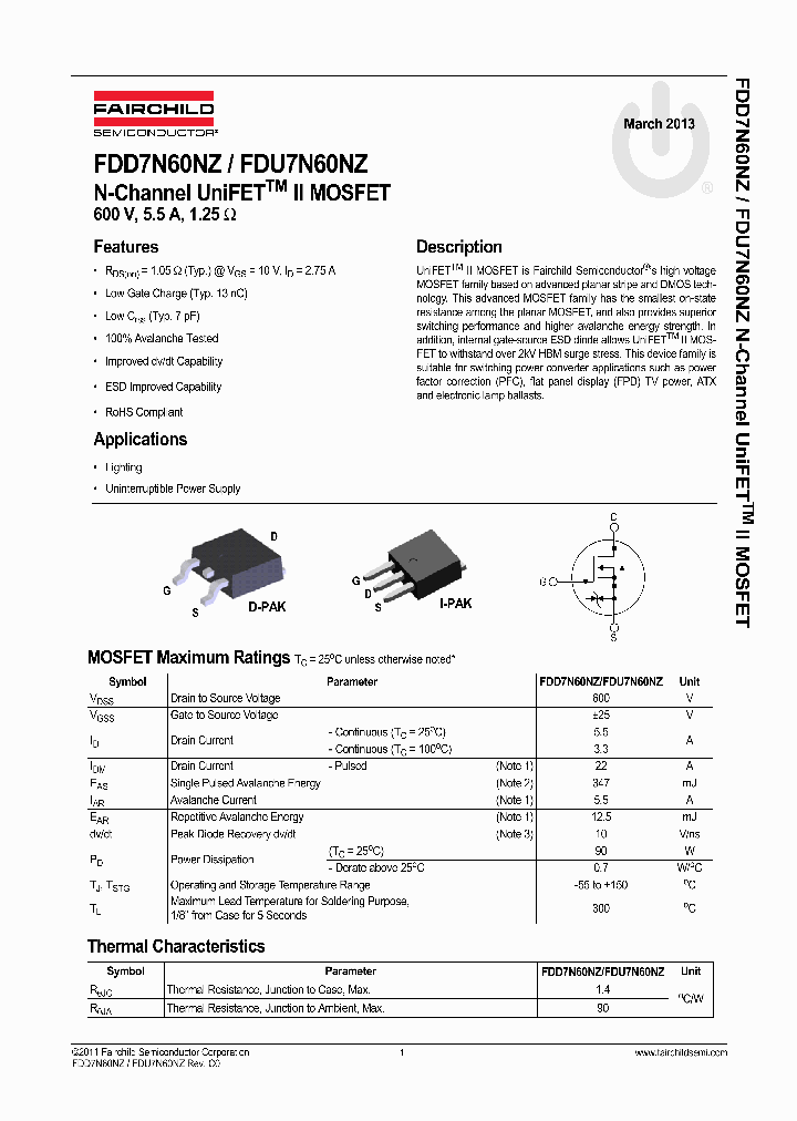 FDU7N60NZTU_8348058.PDF Datasheet