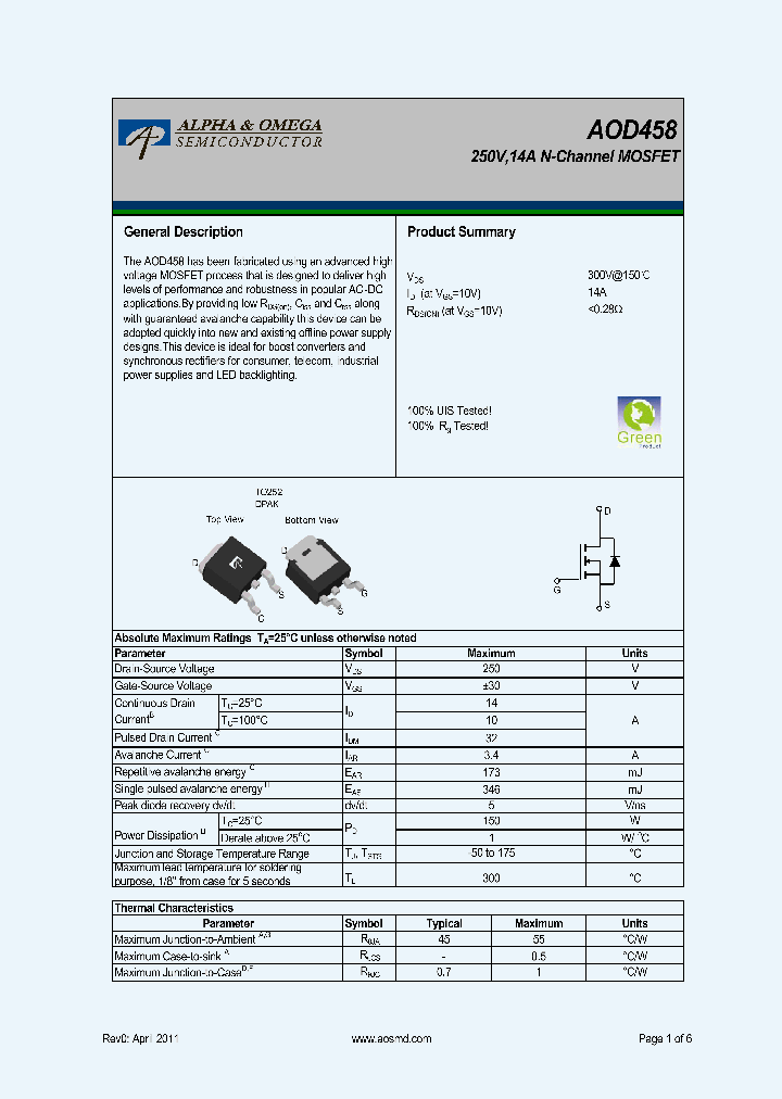 AOD458_8349442.PDF Datasheet