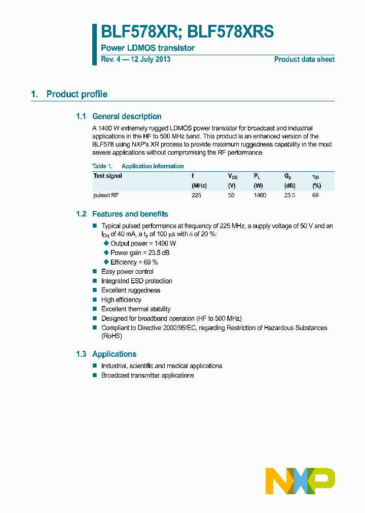 BLF578XRS_8353163.PDF Datasheet