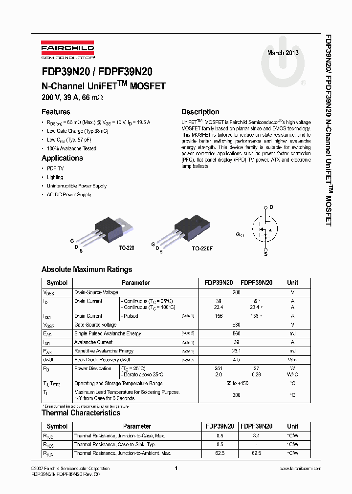 FDPF39N20_8357683.PDF Datasheet