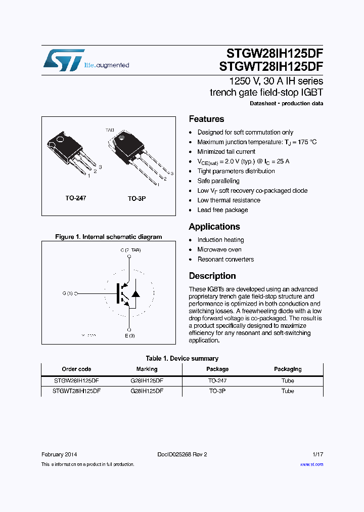 STGW28IH125DF_8360680.PDF Datasheet