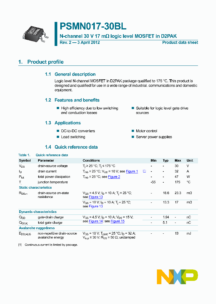 PSMN017-30BL_8363335.PDF Datasheet