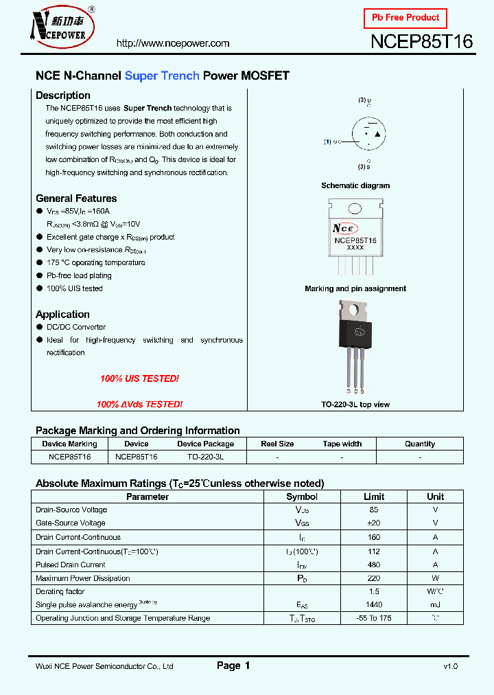 NCEP85T16_8373892.PDF Datasheet