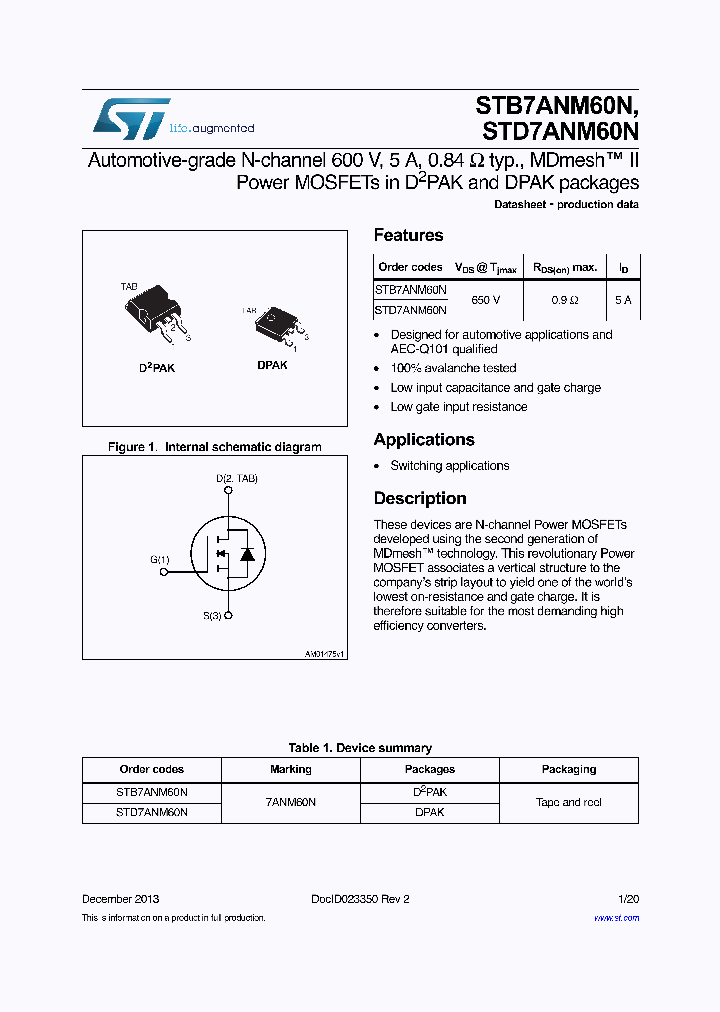 STD7ANM60N_8395674.PDF Datasheet