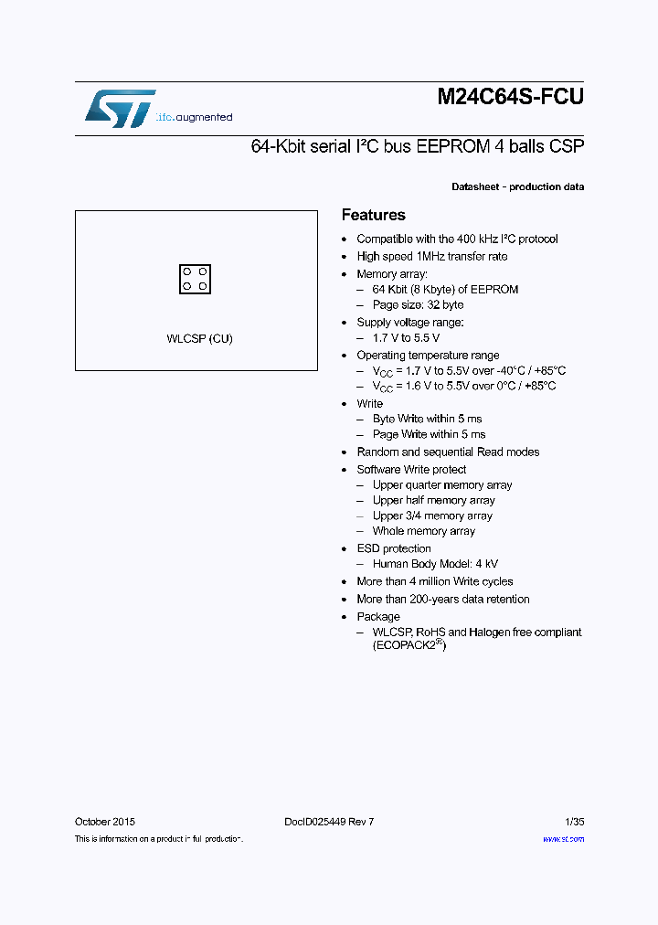 M24C64S-FCU6T_8396746.PDF Datasheet