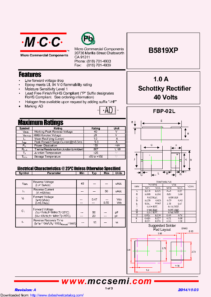 B5819XP_8407870.PDF Datasheet