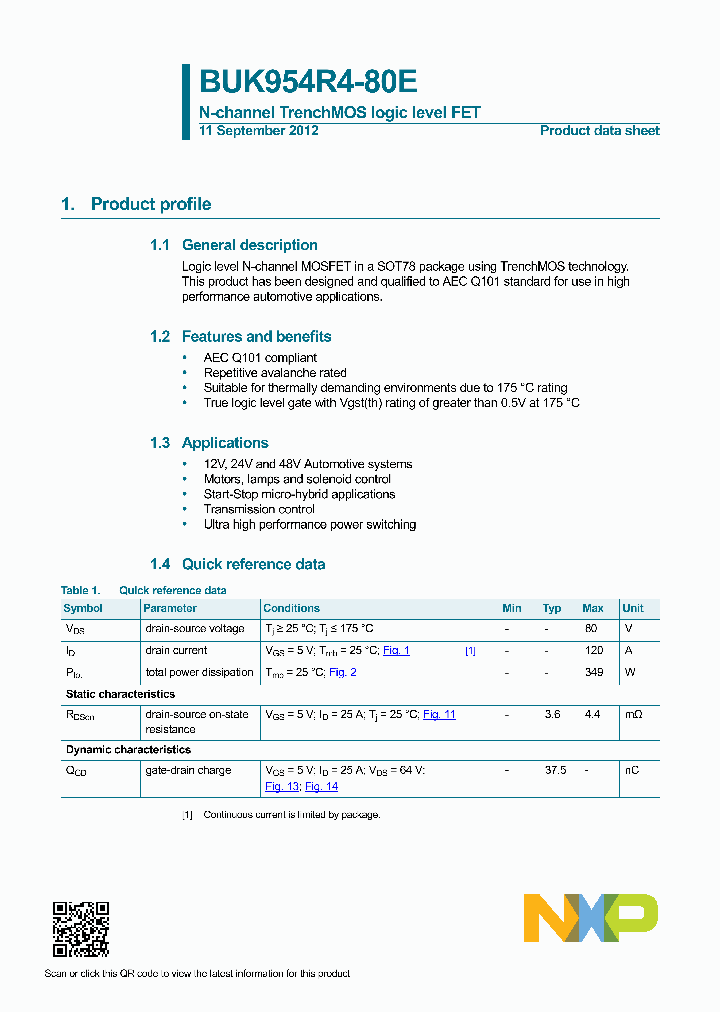 BUK954R4-80E_8414260.PDF Datasheet