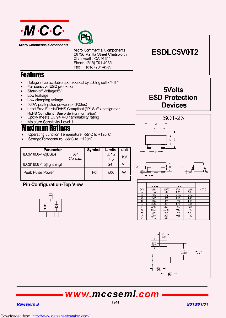 ESDLC5V0T2_8420534.PDF Datasheet