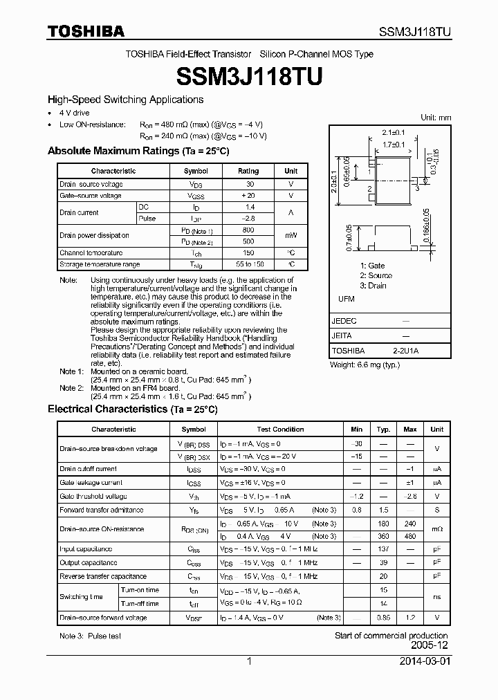 SSM3J118TU_8421953.PDF Datasheet