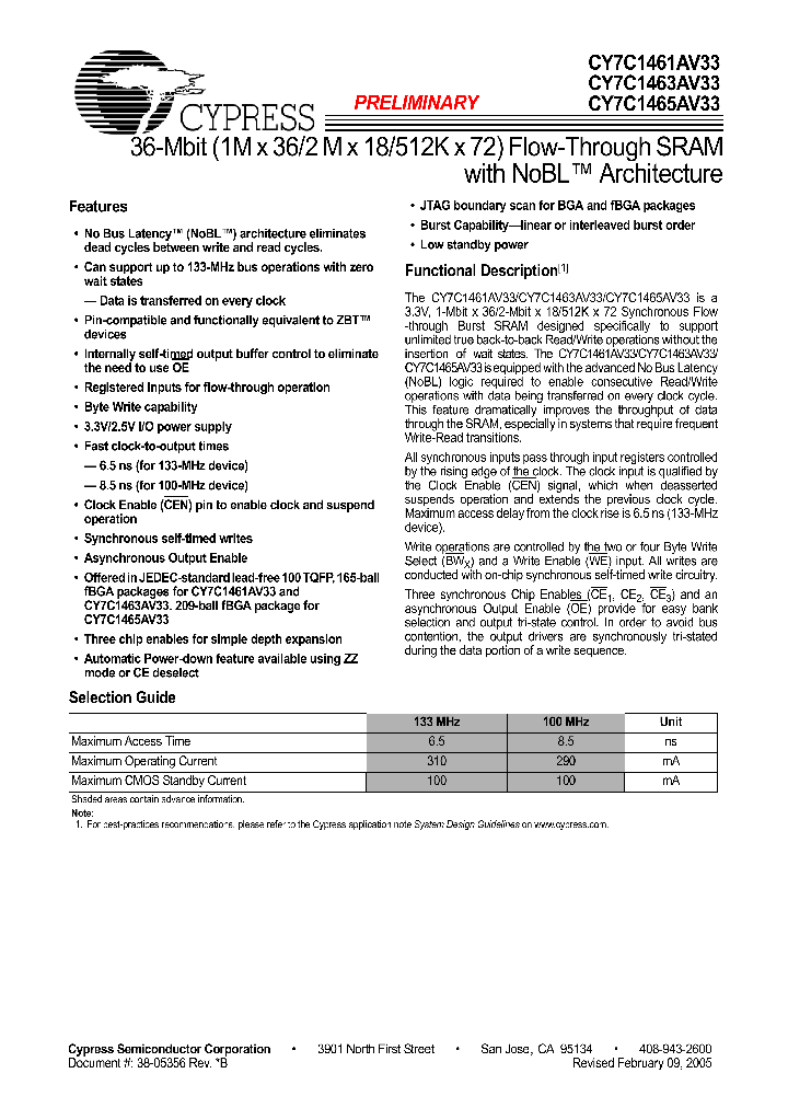 CY7C1463AV33_8442507.PDF Datasheet