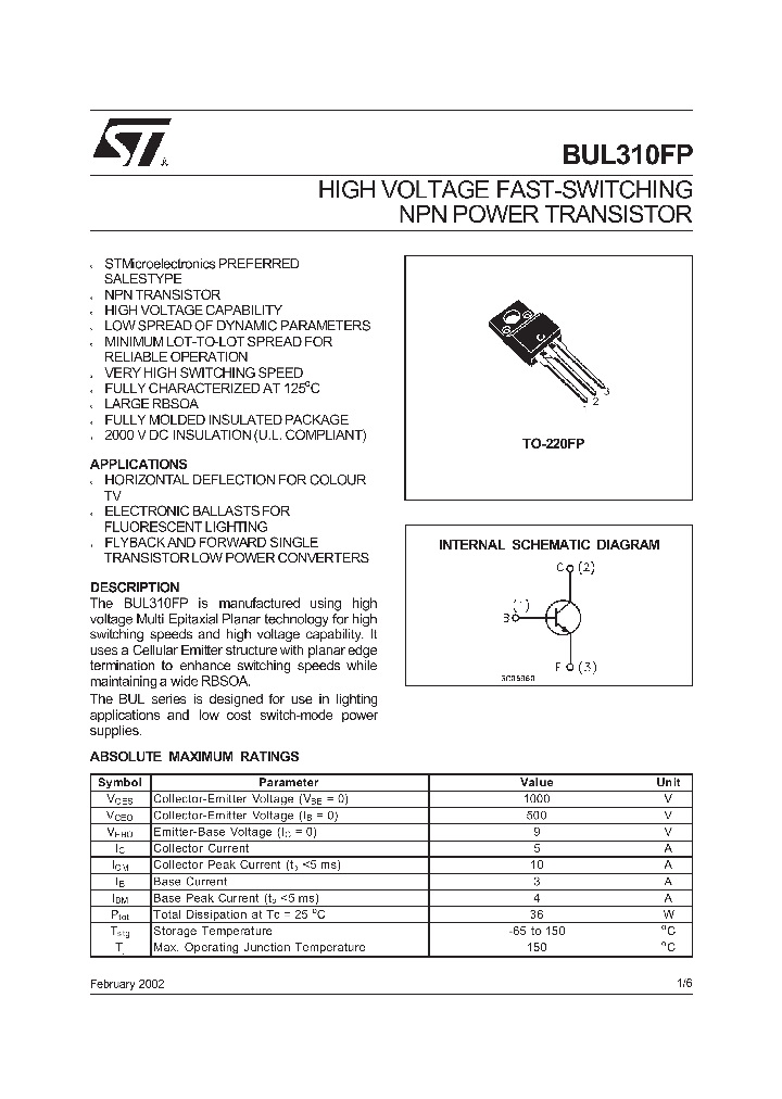 BUL310FP_8454033.PDF Datasheet