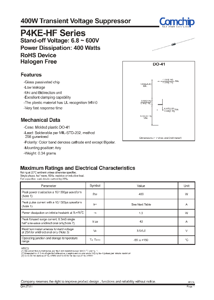 P4KE91CA-HF_8457801.PDF Datasheet